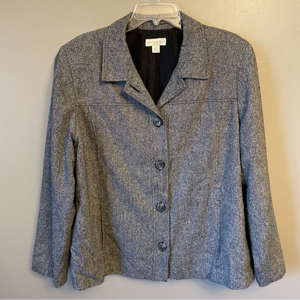 Appleseed’s Wool Blend Lined Lightwieght Blazer Shacket size 20 grey Heather